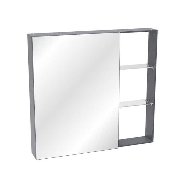 30 in. W x 28 in. H Rectangular Aluminum Medicine Cabinet with Mirror, Storage and Adjustable Shelves