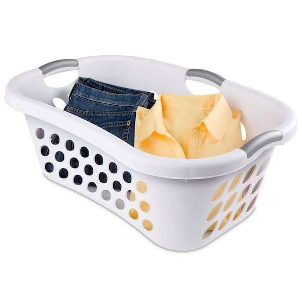 Case of 4 W White Sterilite 1.25 Bushel Hip Laundry Basket 