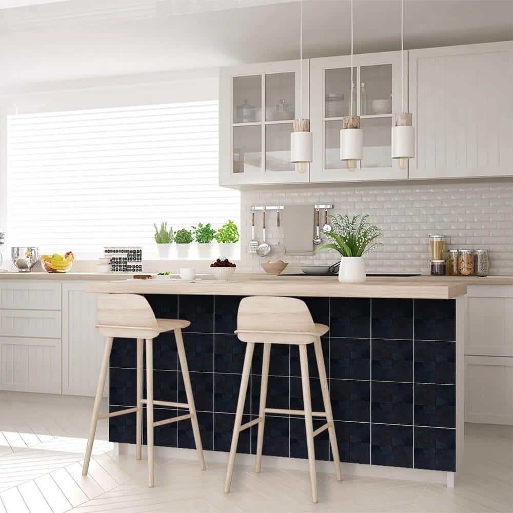 Dark Slate Gray Vinyl Peel and Stick Wall Tiles, 8x8-inch