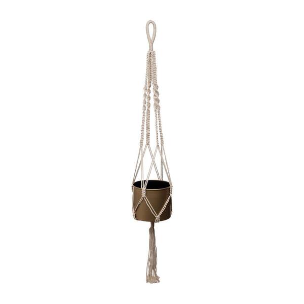 Foreside Home & Garden Gold Metal Macrame Hanging Planter with Planter Pot
