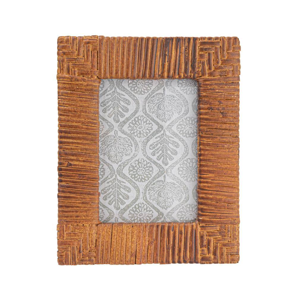 Natural Stained Handwoven Rattan 4x6 Tabletop Picture Frame
