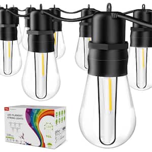 Outdoor 48 ft. Plug-In Edison Bulbs LED String Light with S14 15 Plus 2 Spare Plastic Shatterproof Bulbs ETL Listed IP65