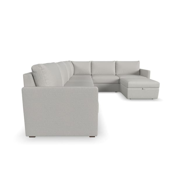 Flex 133 in. Straight Arm 6-Piece Polyester Modular Sectional Sofa in Frost Light Gray with Removable Covers