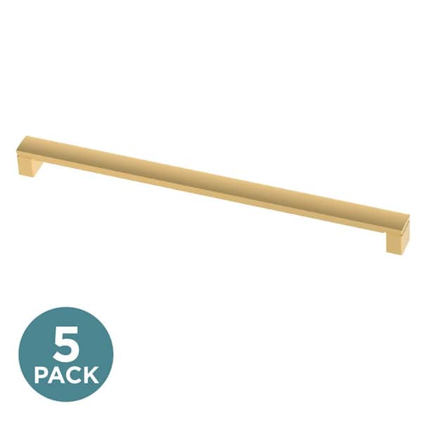 5-Pack Simply Geometric 12 in. (305 mm) Modern Gold Cabinet Drawer Pulls