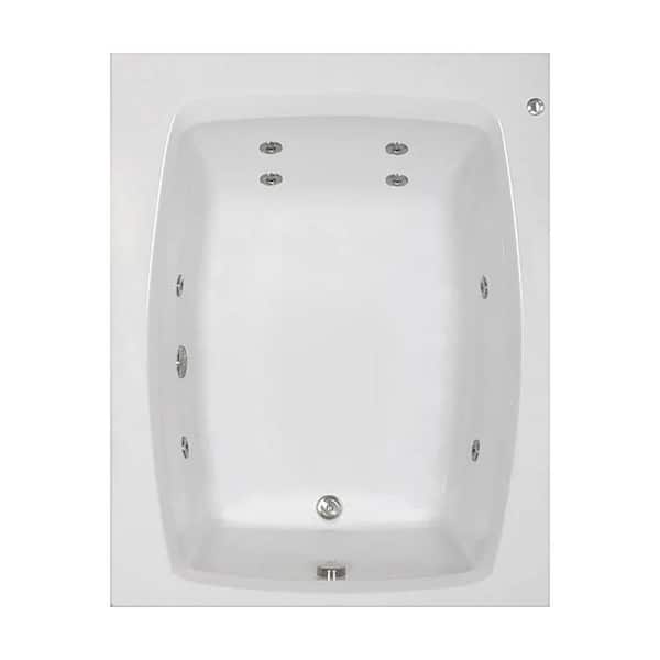 Comfortflo 60 in. x 48 in. Acrylic Rectangular Alcove Whirlpool Bathtub with Reversible Drain in Biscuit