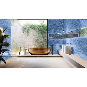 Glamor Iridescent Sky Blue 11.81 in. x 11.81 in. Polished Glass Wall Mosaic Tile (0.96 sq. ft./Each)