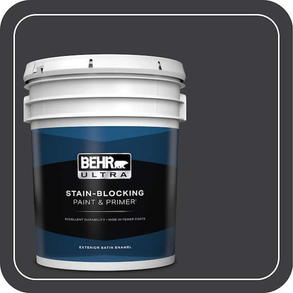 5 gal. #PPH-34 Black Smoke Satin Enamel Exterior Paint & Primer
