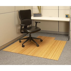Standard 5 mm Natural Light Brown 55 in. x 57 in. Bamboo Roll-Up Office Chair Mat with Lip