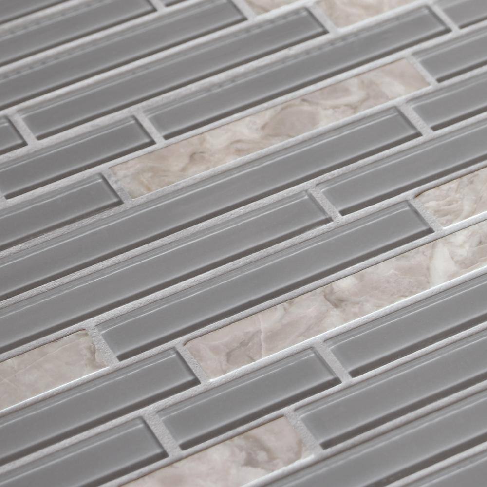 12" x 12" Mix Gray Glass and Stone Mosaic Tile