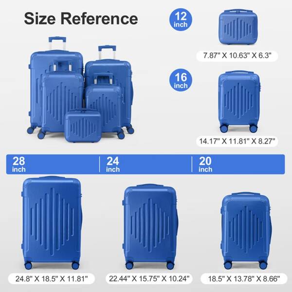 Wudkey Premium 20 in. Deep Blue ABS Carry-On Luggage with Diamond