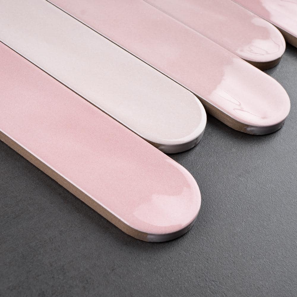 Rosa Pink Polished Ceramic Subway Wall Tile 2x9