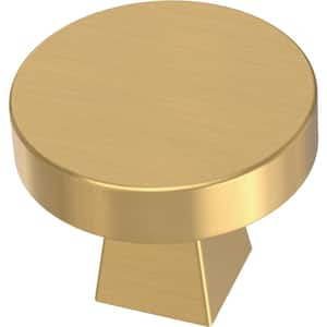 Flat Round 1-1/8 in. (28 mm) Modern Gold Cabinet Knob