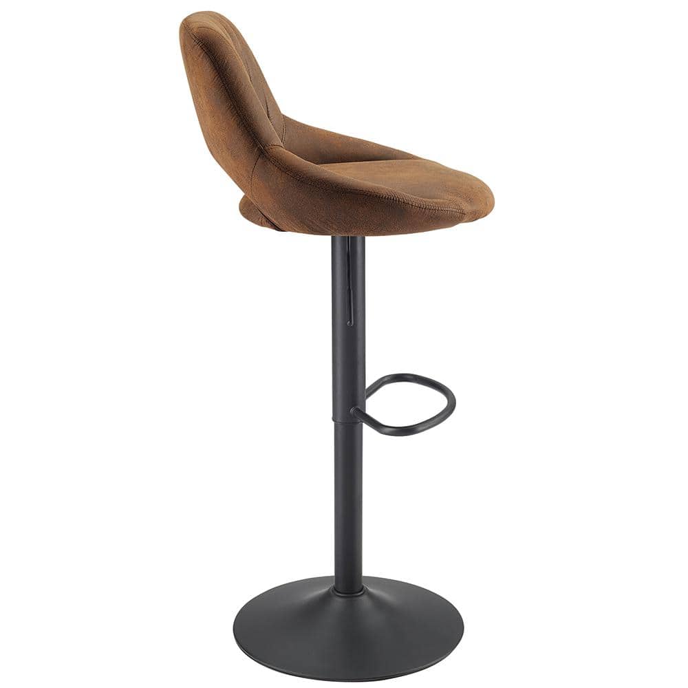 Adjustable Height Swivel Barstools, Set of 2, Black Faux Leather