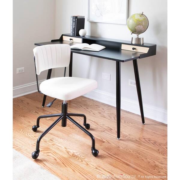 glass home office desk with metal accents