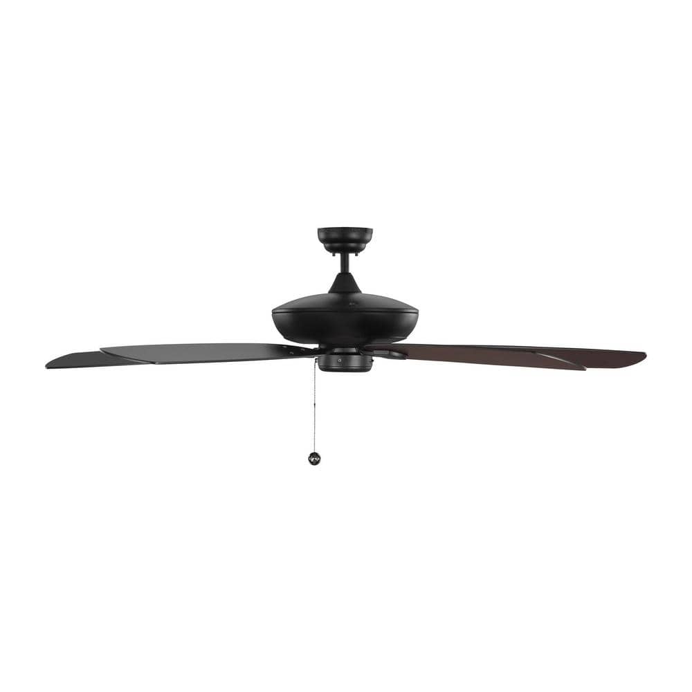 Midnight Black 60'' Low Profile Ceiling Fan with American Walnut Reversible Blades