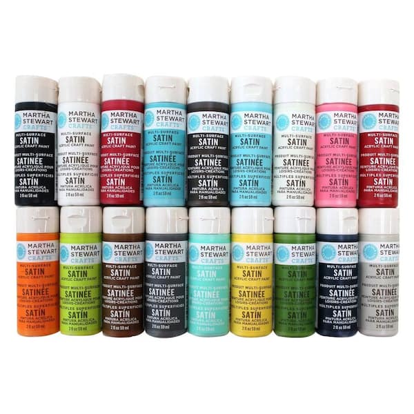 Martha Stewart Crafts 2 oz. 18-Color Multi-Surface Satin Acrylic Craft Paint Set