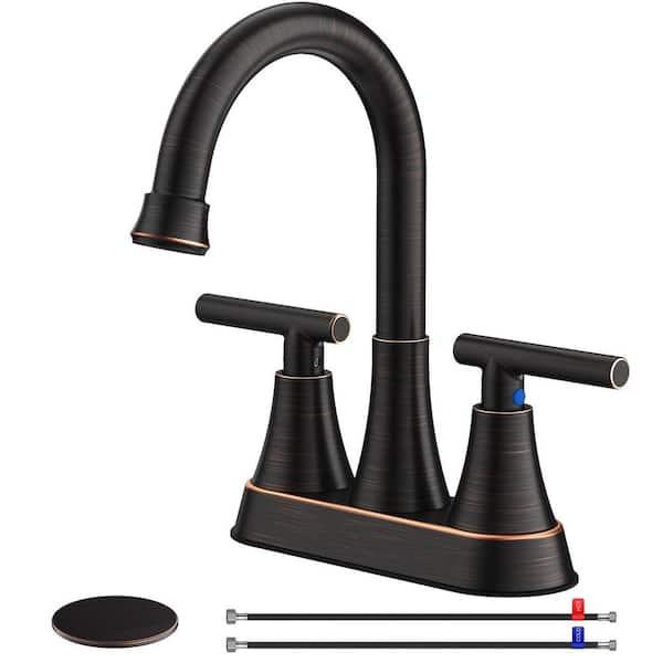 1-Piece Bathroom Accessory Set, Faucets for Sink 3 Hole with Pop-up Drain and 2 Supply Hoses in Oil Rubbed Bronze