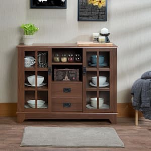 Walnut Standard Rectangle Wood Console Table with Drawers