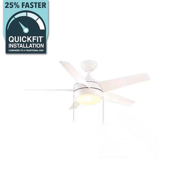Windward 44 in. LED Indoor Matte White Ceiling Fan with Light Kit