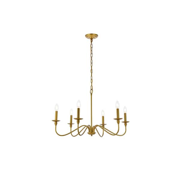 Unbranded Timeless Home Roman 30 in. W x 18 in. H 6-Light Brass Pendant