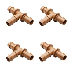 1/2 in. Barbed Tees for Drip Tubing, Brown (4-Pack)