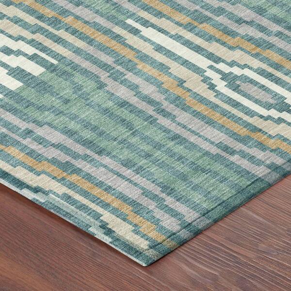 Chantille Machine Washable Indoor/Outdoor Abstract ACN2666 Teal 10 ft. x 14 ft. Area Rug