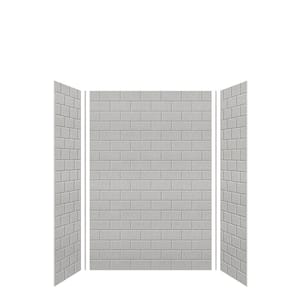 SaraMar 36 in. x 48 in. x 72 in. 3-Piece Easy Up Adhesive Alcove Shower Wall Surround in Grey Beach