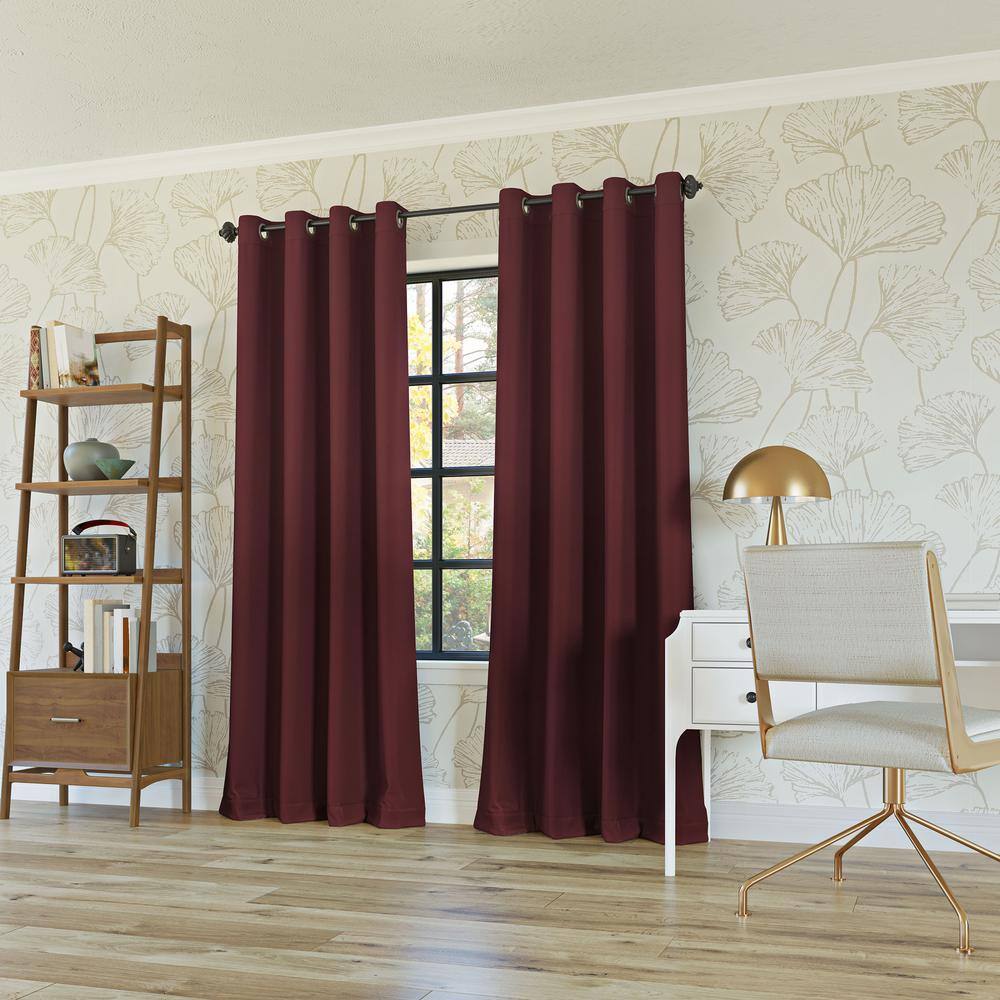 Wine Red 84" Polyester Blackout Grommet Curtain Panel