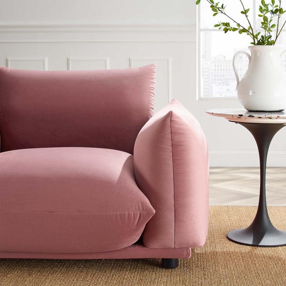 Dusty Rose Velvet Accent Chair with Manufactured Wood Frame