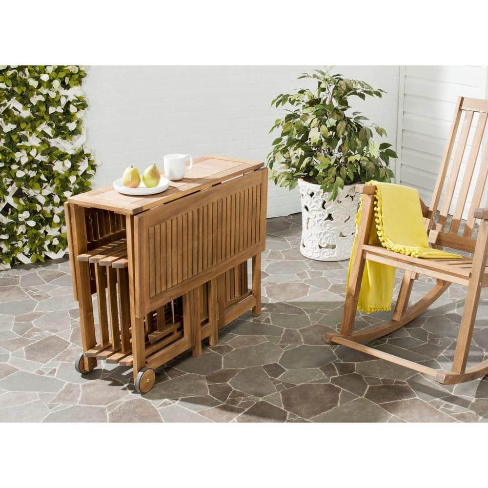 Natural Acacia Wood Foldable 5-Piece Outdoor Dining Set