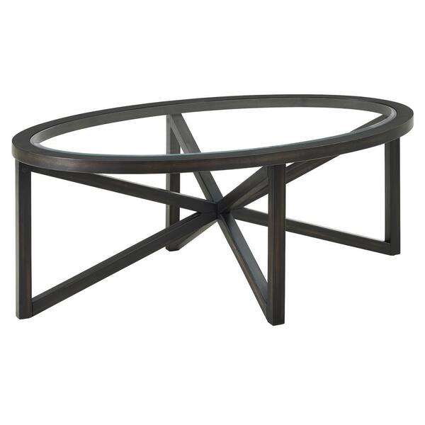 Unbranded Black Modern Solid Wood Outdoor Coffee Table with Tempered Glass Top