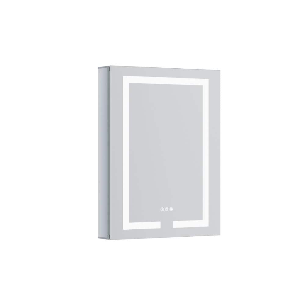 24 in. W x 30 in. H Rectangular Silver Aluminum Recessed/Surface Mount Right Medicine Cabinet with Mirror and LED Light price history on PriceWatchPro