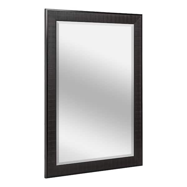 Deco Mirror 41.5 in. H x 29.5 in. W Rectangle Rustic Brown Framed Beveled Glass Bathroom Vanity Wall Mirror