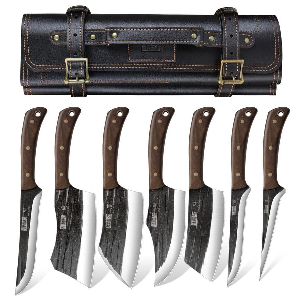8-Piece Stainless Steel Butche Knife Set with Roll Bag, Chef Knife Set, Kitchen Knife Set for Home and Camping