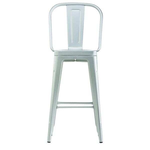 Home Decorators Collection Garden 30 in. Brushed Aluminum Bar Stool with Back