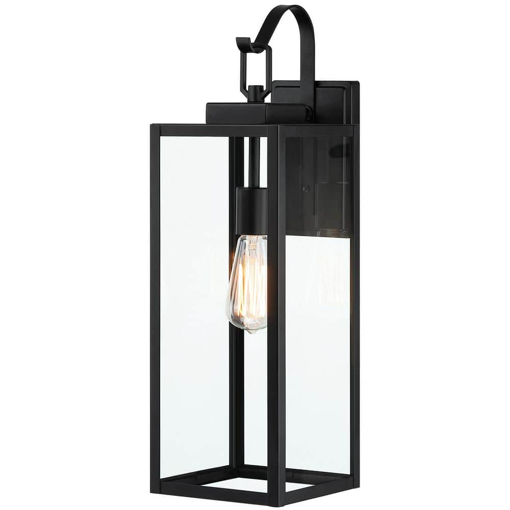 Uixe 1-Light Matte Black Hardwired Large Outdoor Wall Lantern Sconce ...