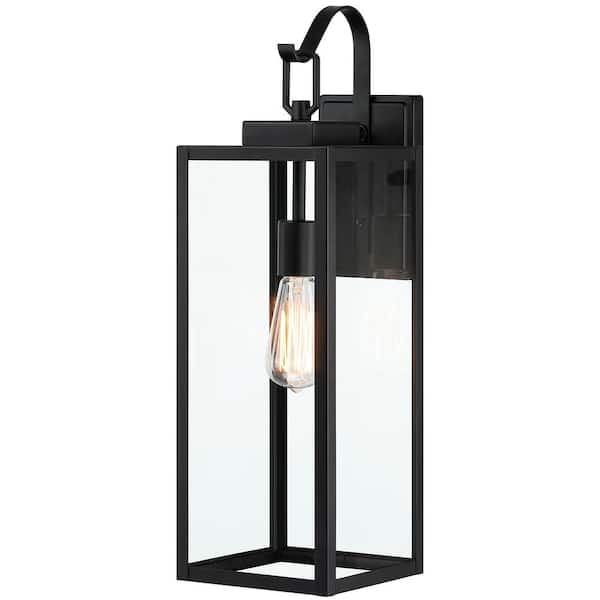 Uixe 1-Light Matte Black Hardwired Large Outdoor Wall Lantern Sconce
