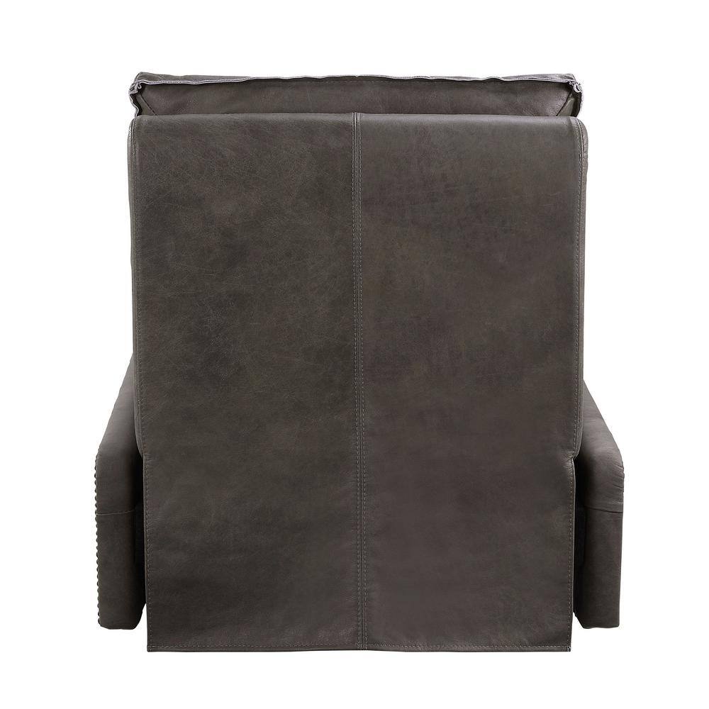Metier Gray Top Grain Leather & Aluminum Swivel Recliner