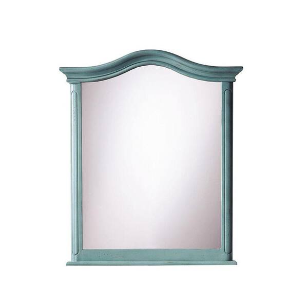 Home Decorators Collection 28 in. W x 33 in. H Framed Arched Bathroom Vanity Mirror in blue