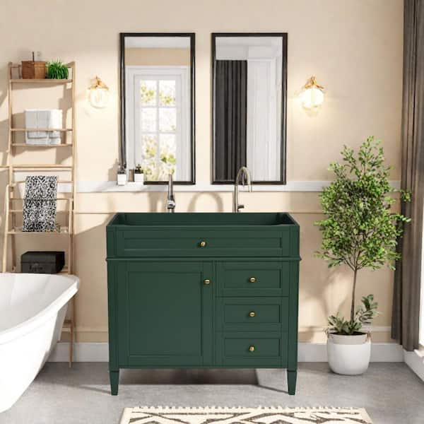 ykyk117　オリーブ36 LIVACA 36 in. Bath Vanity Cabinet without Top in Green with 3