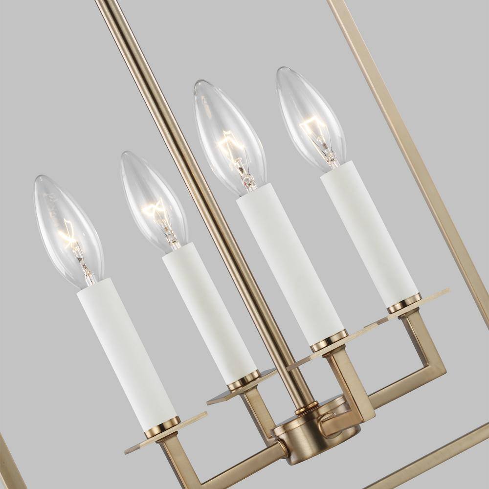Satin Brass Farmhouse 4-Light Indoor/Outdoor Lantern Pendant