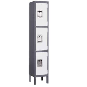 3 Door 3-Tier Locker, Employees Storage Metal Lockers 66 in. Lockable Steel Cabinet for School Gym Home Office