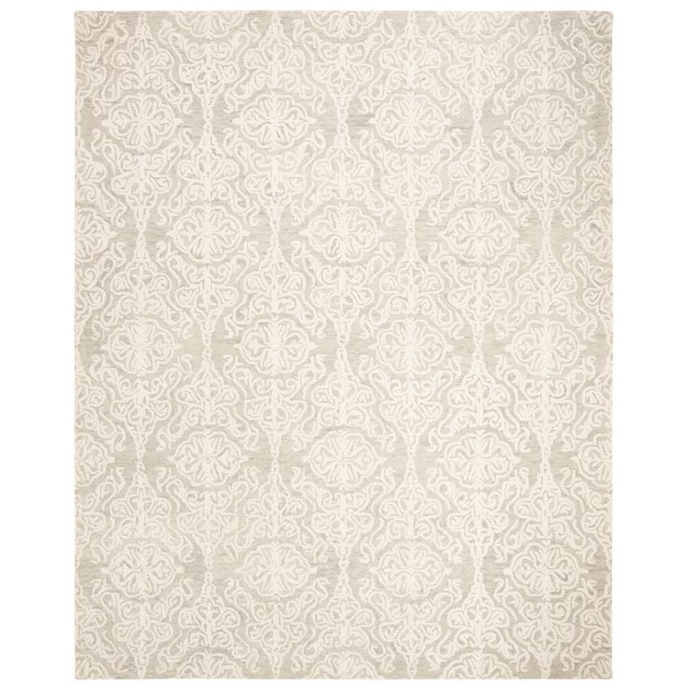 Ivory Floral Hand-Tufted Wool Area Rug 9' x 12'