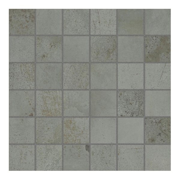 Ivy Hill Tile Angela Harris Fuller Graphite 4 in. x 0.39 in. Matte Porcelain Floor and Wall Mosaic Tile Sample