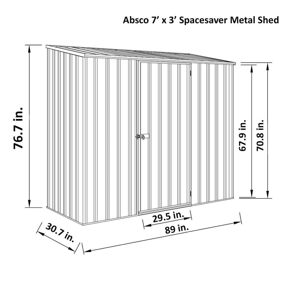 Absco 7x3 Gray Galvanized Steel Storage Shed Kit