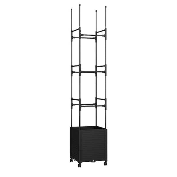 Amucolo 87 in. Raised Garden Bed with Obelisk Trellis and 3 Heights and Detachable PE-Coated Metal Tubes with Wheels