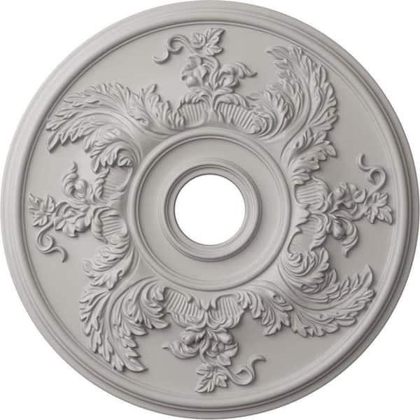 Ekena Millwork 1-7/8 in. x 23-5/8 in. x 23-5/8 in. Polyurethane Acanthus Twist Ceiling Medallion, Ultra Pure White