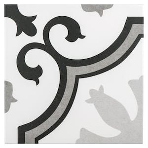 Lacour Grey Encaustic 9-3/4 in. x 9-3/4 in. Porcelain Floor and Wall Tile (11.11 sq. ft. / case)