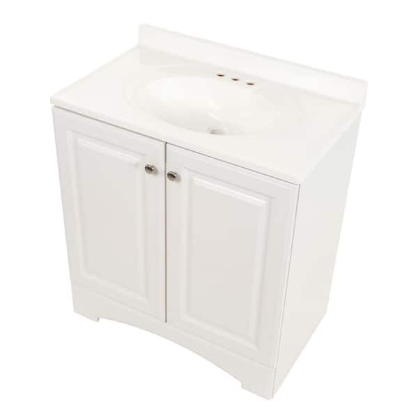 ホワイトビーチ Glacier Bay 31 in. Single Sink White Bath Vanity with White