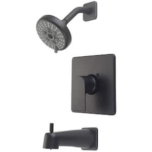 i4 1-Handle Wall Mount Tub and Shower Faucet Trim Kit in Matte Black with Rain Showerhead (Valve not Included)